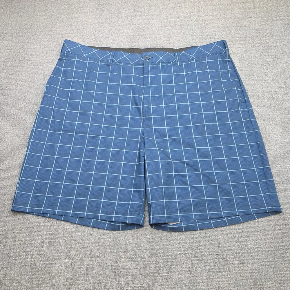Reebok Golf Mens Blue Windowpane Plaid Performance Shorts Size 48 Stretch Active